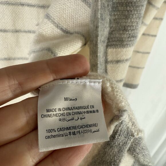 Cashmere Charter Club Cardigan Women's Medium Grey White Open Front Luxury - Picture 6 of 11